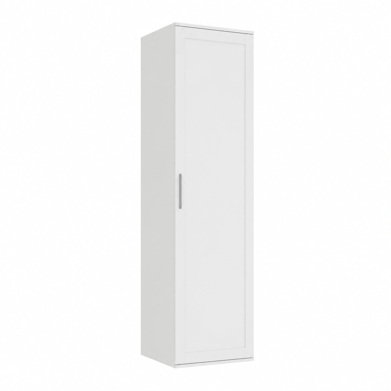 Armadio con Specchio Moderno per Ingresso e Corridoio, Mobile Salvaspazio Bianco con Ripiani e Appendiabiti, Guardaroba Alto per Abiti e Accessori, Design DUO, 50x35x180 cm