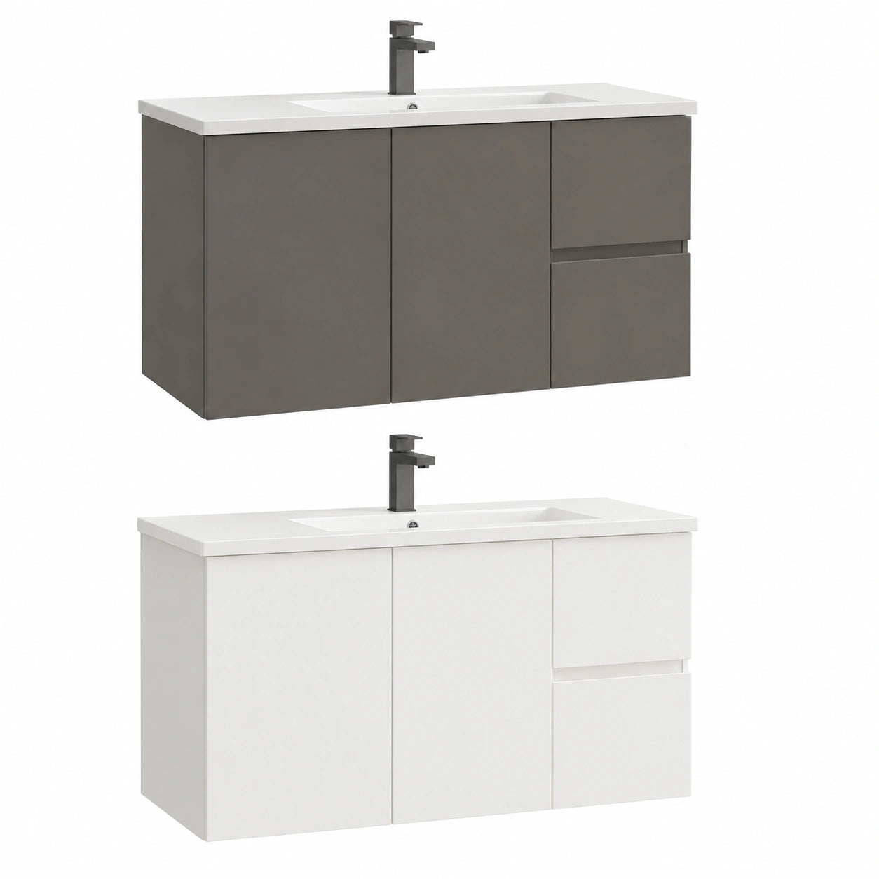 Mobile da Bagno Sospeso 80x36 cm con Lavabo in Ceramica, Bianco e Grigio Talpa