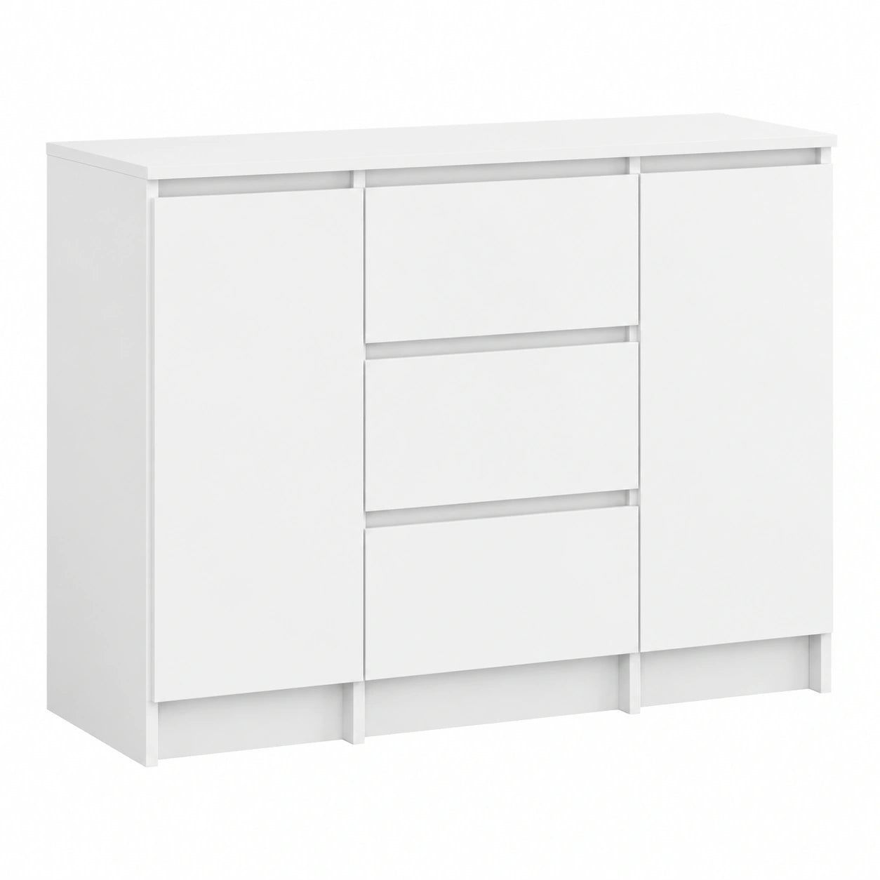 Cassettiera Moderna con 2 Ante e 3 Cassetti per Ingresso o Bagno, 35x76x101 cm, Bianco