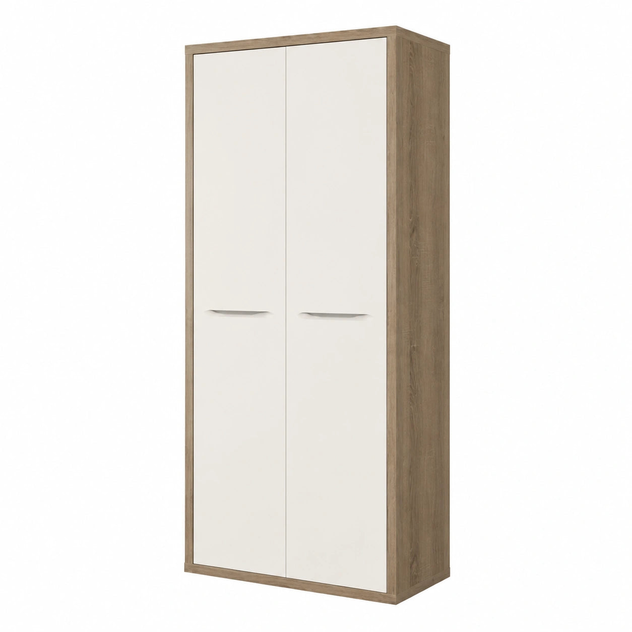Mobile Contenitore 2 Ante Rovere Sonoma, Libreria e Archivio, 81.6x217.5x35.7 cm, Bianco Laccato