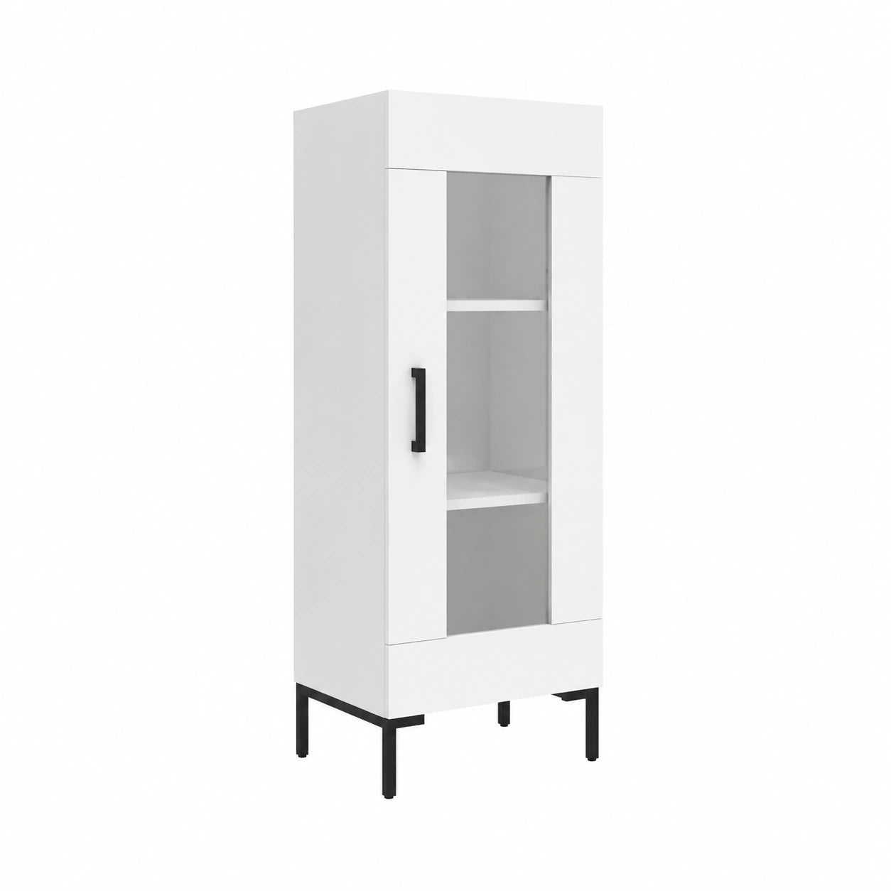 Mobile Alto Bianco Lucido in Legno, 34,5x34x90 cm, Design Moderno Italiano per Soggiorno e Ingresso