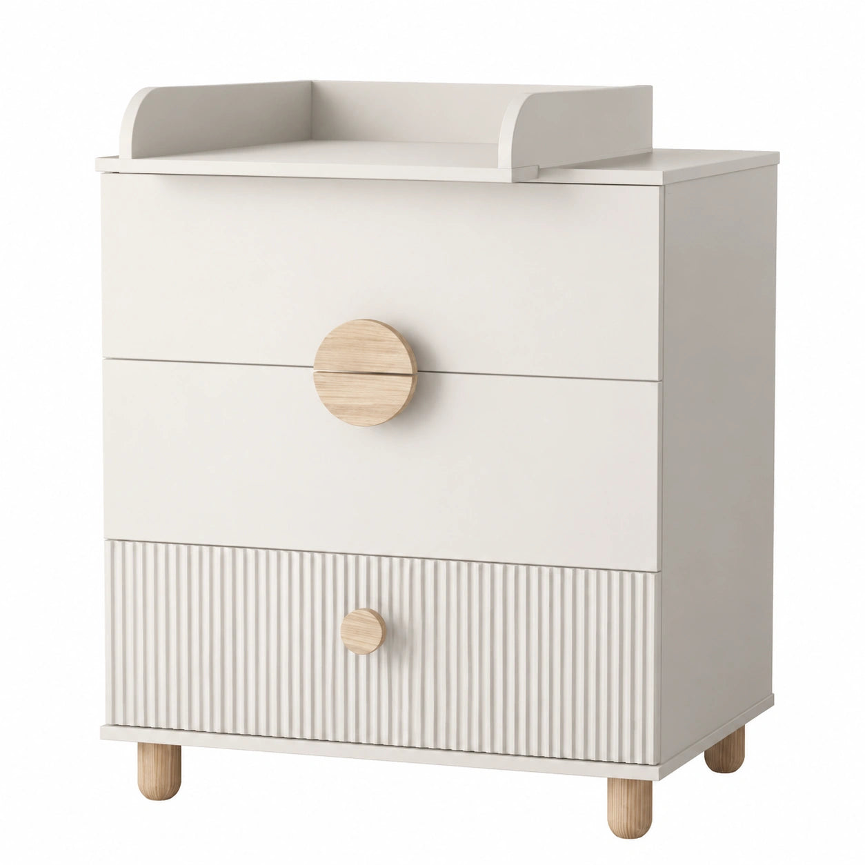 Cassettiera Fasciatoio per Neonati con 3 Cassetti, Design Moderno in MDF, Gambe in Legno di Faggio