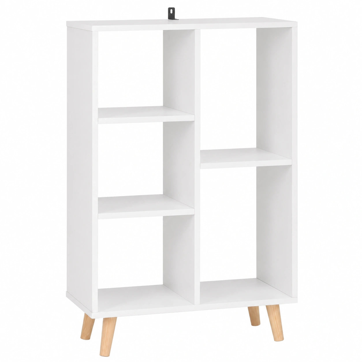 Scaffale Libreria Moderna a 5 Ripiani, Salvaspazio Bianco per Ufficio e Casa, 60x95x30cm