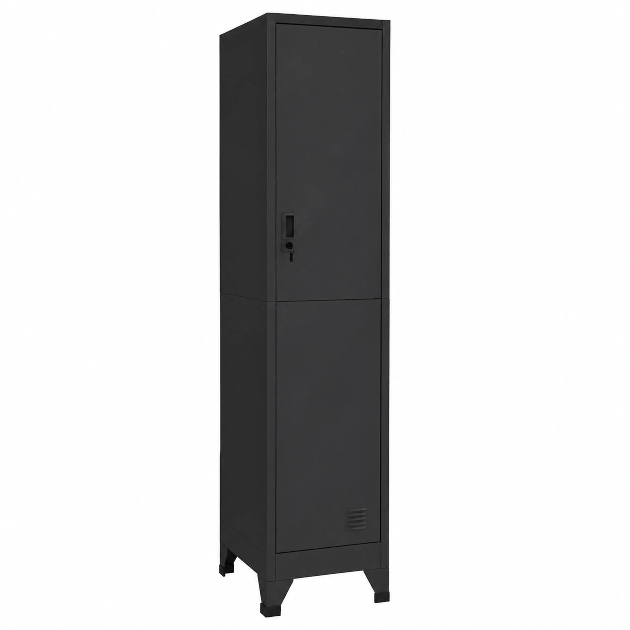 Mobiletto in Acciaio con Serratura Nero 38x45x180 cm, Armadio Archivio Multiuso per Ufficio