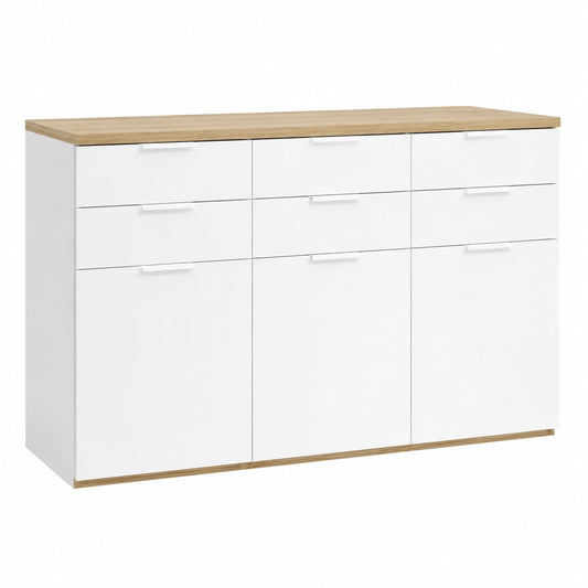 Credenza MUNDI con Cassetti e Ante in Rovere e Bianco