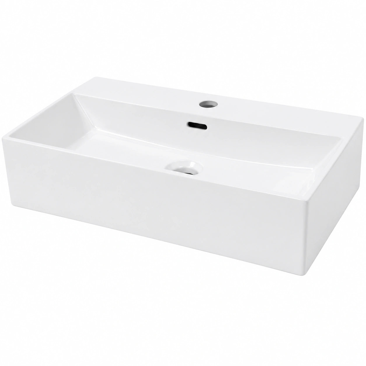 Lavabo Rettangolare in Ceramica Bianca Lucida 60x36 cm per Bagno Moderno