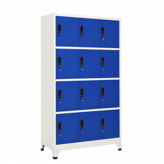 Armadio multifunzione con serratura, acciaio grigio e blu 90x45x180cm per casa e ufficio