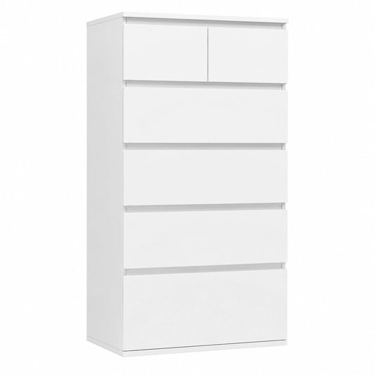 Cassettiera Moderna Bianca a 7 Scomparti, Mobile Multiuso in Legno per Casa