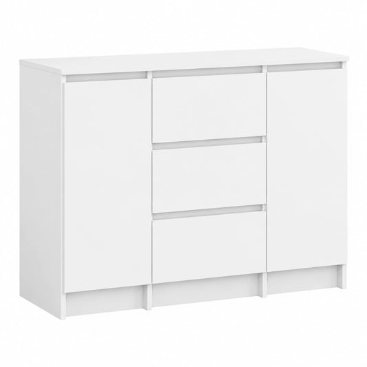 Cassettiera Moderna con 2 Ante e 3 Cassetti per Ingresso o Bagno, 35x76x101 cm, Bianco