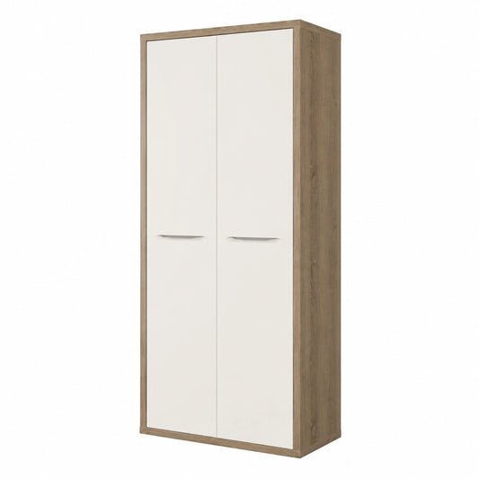 Mobile Contenitore 2 Ante Rovere Sonoma, Libreria e Archivio, 81.6x217.5x35.7 cm, Bianco Laccato