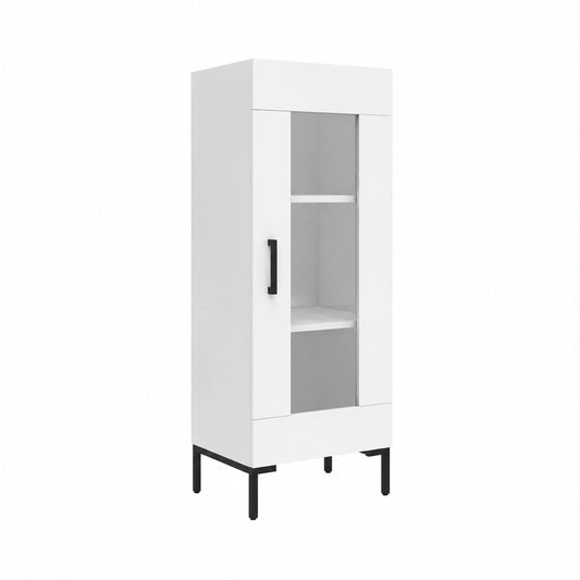 Mobile Alto Bianco Lucido in Legno, 34,5x34x90 cm, Design Moderno Italiano per Soggiorno e Ingresso