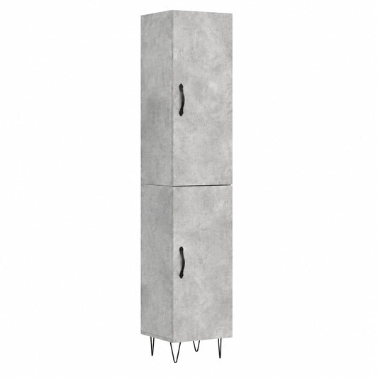 Mobile Alto Moderno in Legno Grigio Cemento con Ante 180x34,5x34 cm