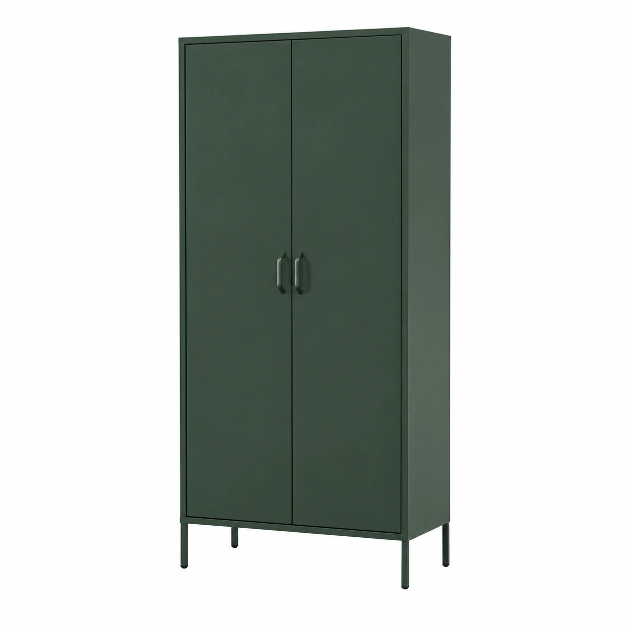 Armadio da Letto in Metallo Verde Scuro con Ante e Ripiani 80x185x45 cm