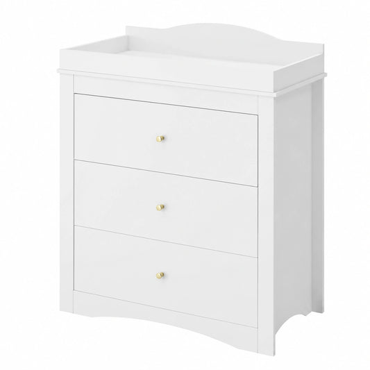 VEVOR Cassettiera Fasciatoio, Stazione Cambio Pannolini con 3 Cassetti, Design Moderno e Robusto per Cameretta, Colore Bianco