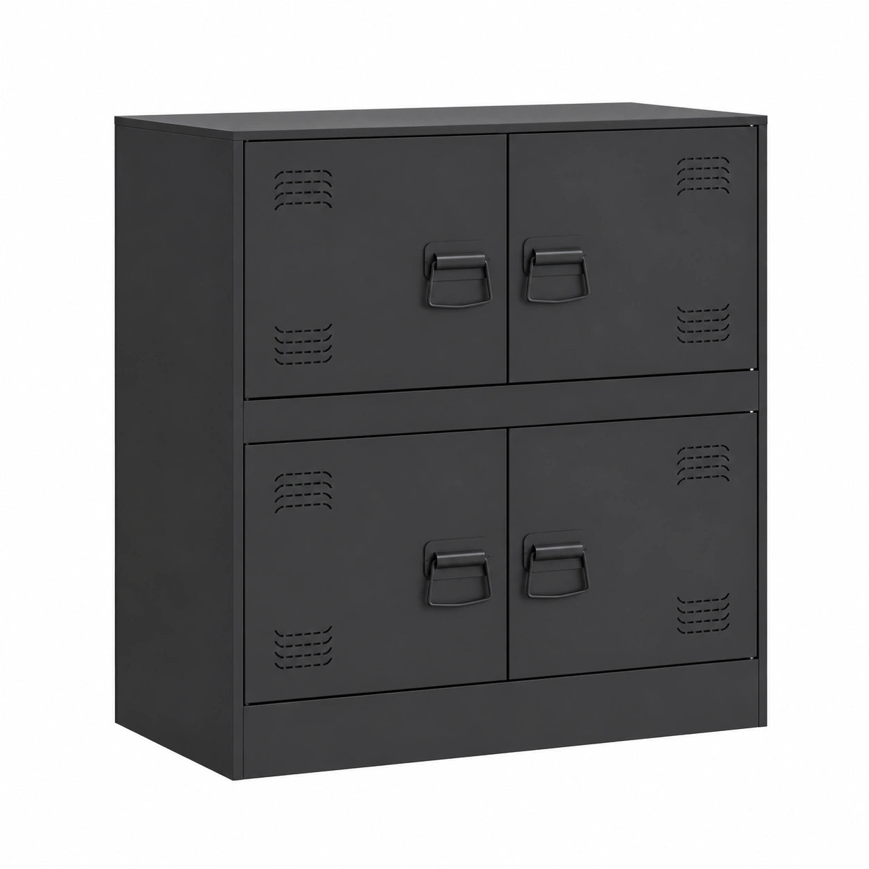 Credenza Moderna in Acciaio Nero con Ampio Spazio di Stoccaggio 67x39x73 cm