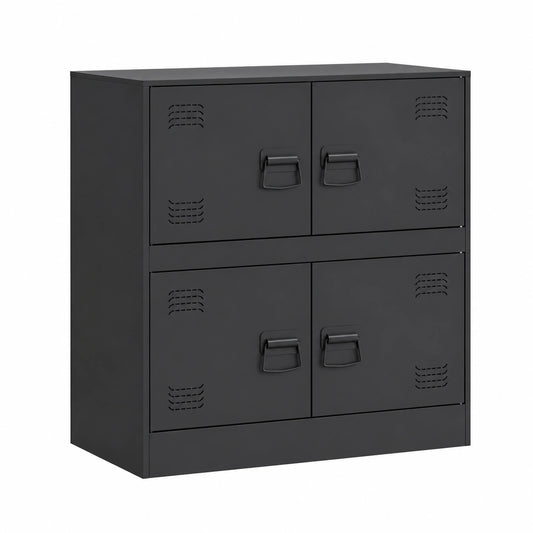 Credenza Moderna in Acciaio Nero con Ampio Spazio di Stoccaggio 67x39x73 cm